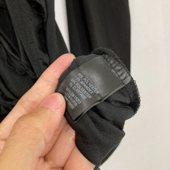 New Antthony Large Black Ruffle Textured Stretch Knit Long Sleeve Top Evening - Picture 7 of 10